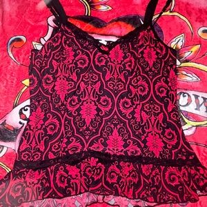 Linea Donatella Women's Camisole - Black and Pink Pattern